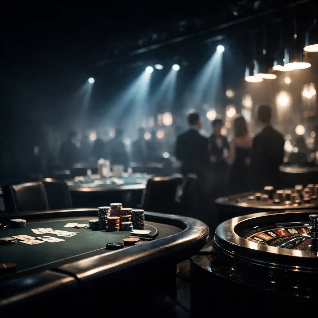 Eleganckie stoły pokerowe i ruletka podczas ekskluzywnego eventu kasynowego Karqo Veno