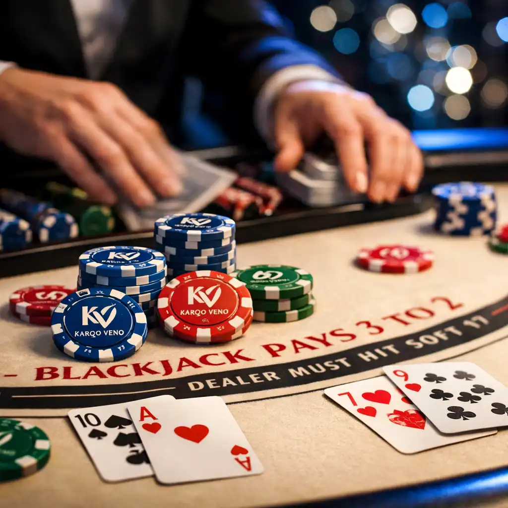 Stół do blackjacka z żetonami Karqo Veno podczas Casino Night